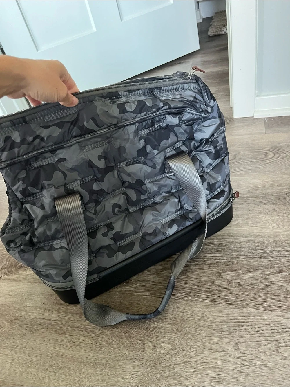 Gray Camouflage Dog Carrier Tote with Padded Straps